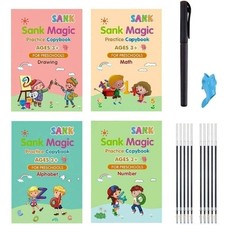 Sank Magic Practice Copybook, 4 BOOK  10 REFILL 2 Pen 2 Grip Number Tracing