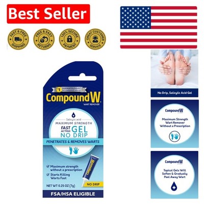 No-Drip Wart Remover Gel for Common & Plantar Warts, 0.25 Oz - Easy Application