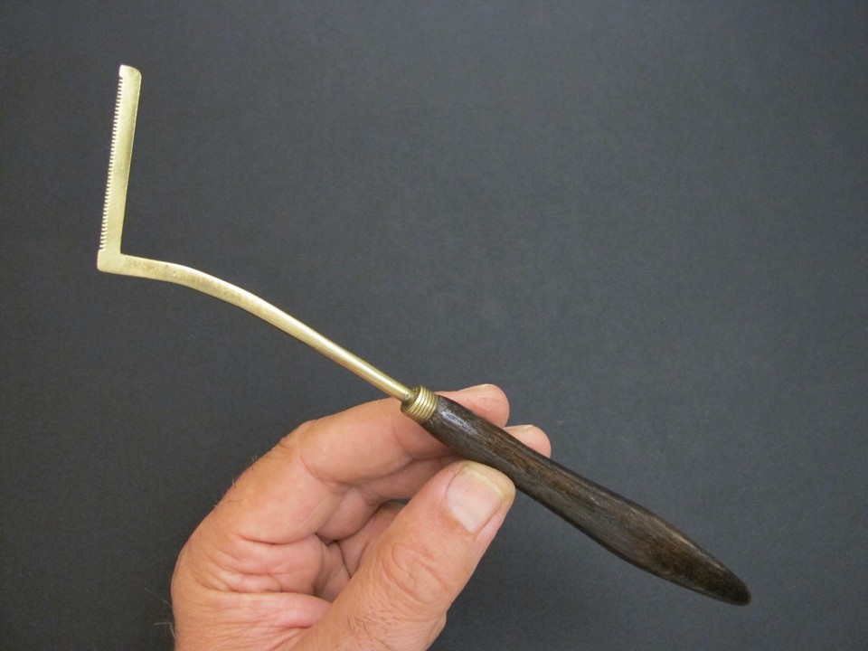 A genuine Victorian-era T-handle leatherworking shaping tool — the kind of purposeful, hand-forged object that looks incredible displayed in a workshop or on a desk.