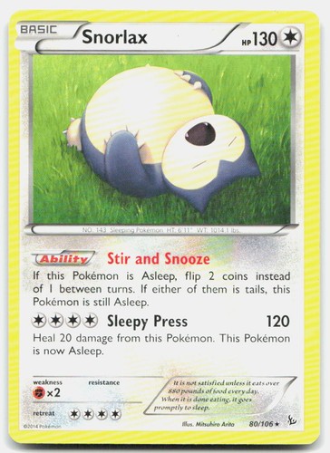 Flashfire Snorlax 80/106 Moderately Played Pokemon R Tcg Card