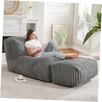 Big Bean Bag Lounger Chairs Large Beanbag Chair for Adults Bean Bag Sofa Grey