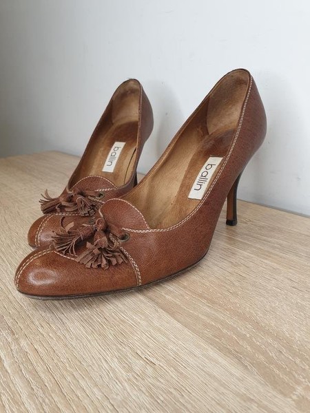 Women Ballin Heels Brown Leather 37.5