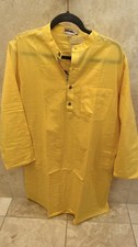 NWT FABINDIA Men's Long Kurta Cotton Nehru Collar S