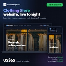Turnkey Clothing Store Website   Pro Plan   1 Month Hosting Included
