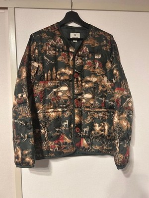 Snow Peak Landscape Pattern Down Jacket S Size Men s Quilted Outerwear