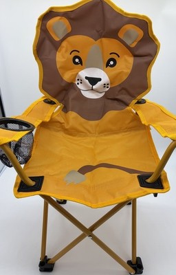 Adventuridge Kinder Camping-Klappstuhl Löwe mit Getränkehalter + Tasche