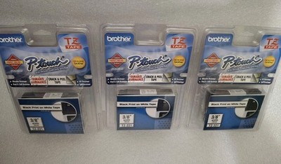 Lot Of 3 Genuine  Brother Original P-Touch TZ221 Black Print On White Tape 