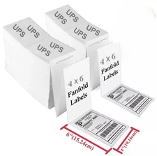 2500 4x6 Fanfold Thermal Shipping Labels UPS CERTIFIED / USPS fits most printers
