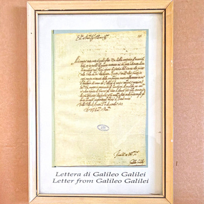 Galileo Galilei Brief gerahmt mit Textblatt, Herstellungszeitraum 1751-1800