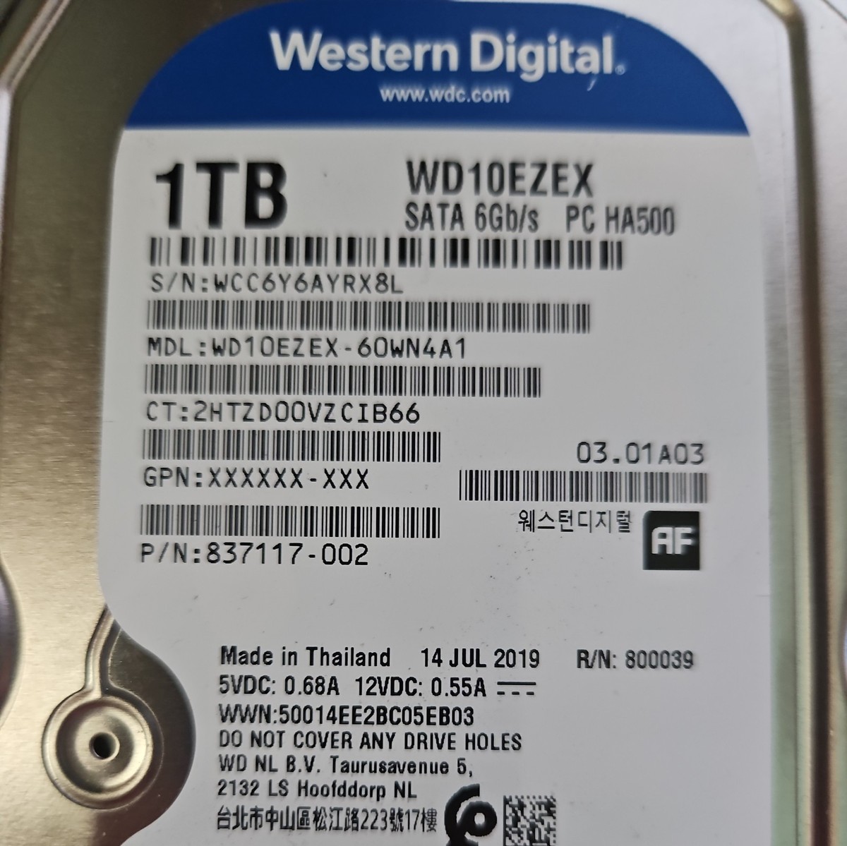 Western Digital | WD10EZEX (Blue) | 1.0TB | SATA | Health Status
