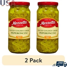 Sliced Golden Greek Peperoncini Pickled Medium Heat Gluten Free Keto 2 Pack Jar