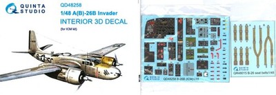 Quinta Studios 1/48 A-26B INVADER DECAL COLORED INTERIOR SET ICM Kit