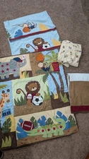 Lambs & Ivy Jungle Safari Nursery Baby Crib Bedding Set Sports Team - 5 Pieces