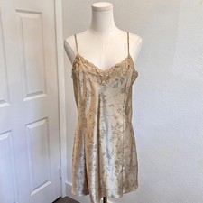 Victoria  s Secret Gold Floral Satin Slip Dress