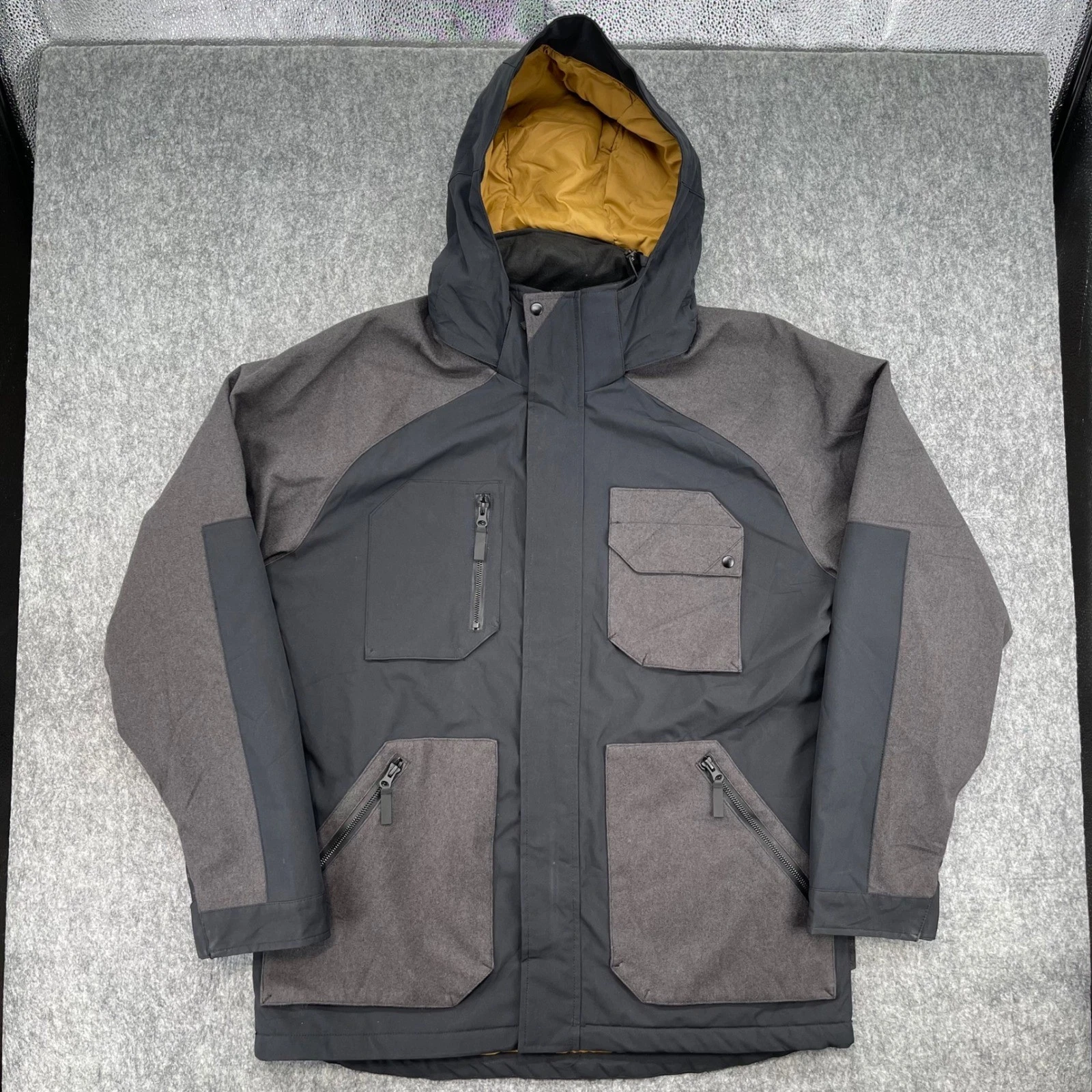 Body Glove Jacket Mens Large Black Charcoal Grey Hooded Utility Ski Snow