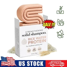Rice Water Shampoo Bar Vegan Strengthening Solid Shampoo Repair Hair Soap | US🔥