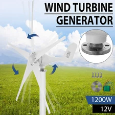 1200W DC 12V Wind Turbine Generator 5 Blades Charger Controller Windmill Power