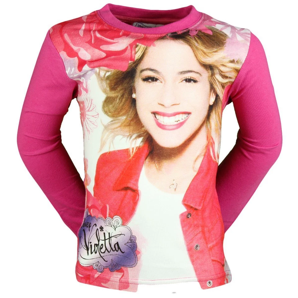 T SHIRT MANCHES LONGUES ENFANT DISNEY VIOLETTA FUSHIA - Photo 1/1