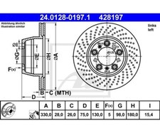 Bremsscheibe ATE 24.0128-0197.1 für Porsche 911 911 Targa