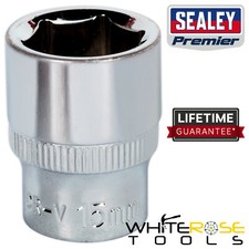 Sealey Socket 15mm Premier WallDrive 3/8"Sq Drive Fully Polished Wrench