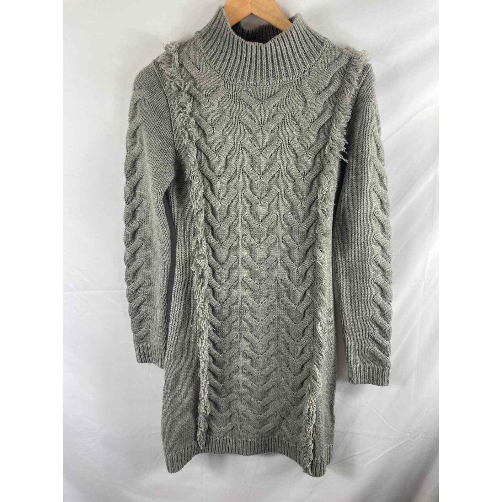 Eliza J Cable Knit Fringe Sweater Dress 