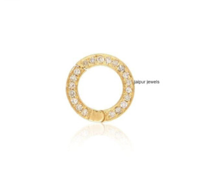Solid 14k Yellow Gold Clasp Front Side Diamond Lock 14k Gold Clasp Finding