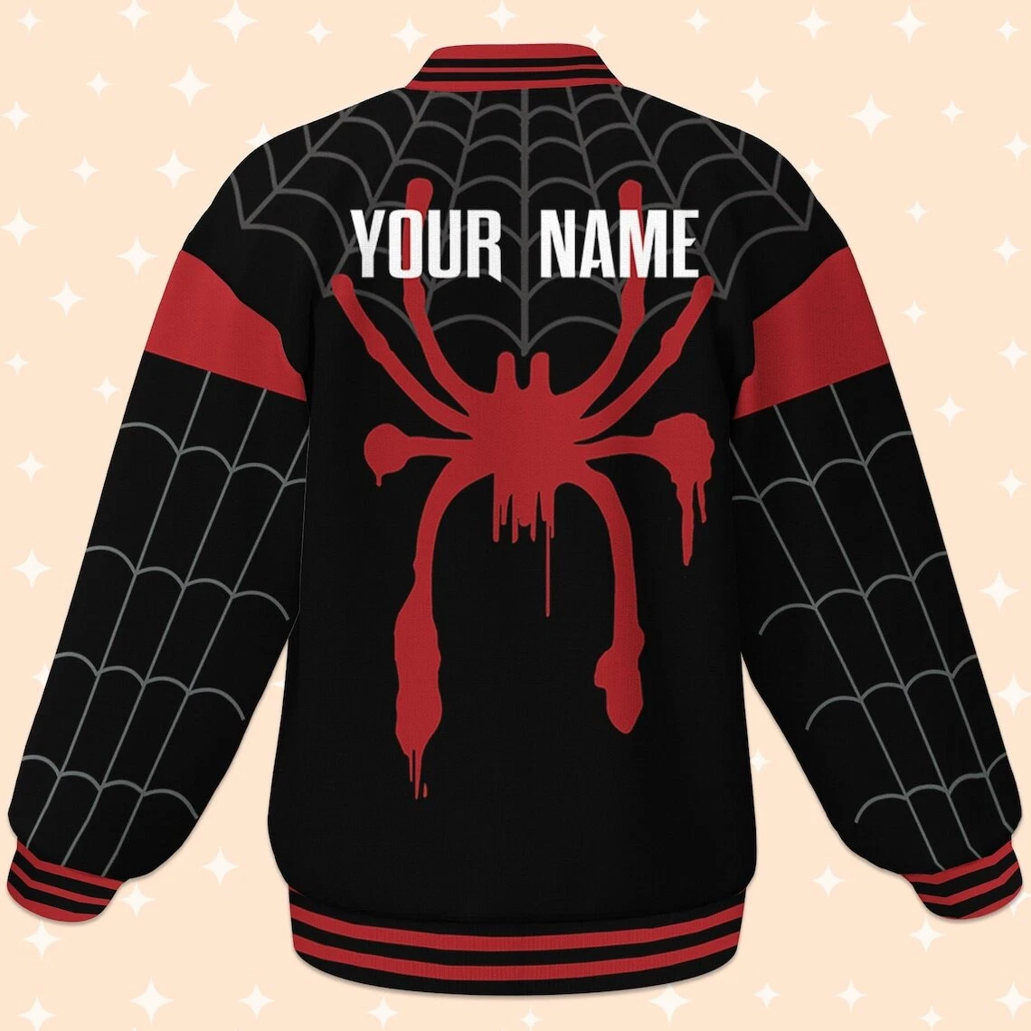 Custom Spiderman Miles Morales Suit Baseball Jacket, Adult Varsity Jacket