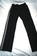 riverside pants uniform mens 35 unhemmed black w/ gray stripe new made in usa