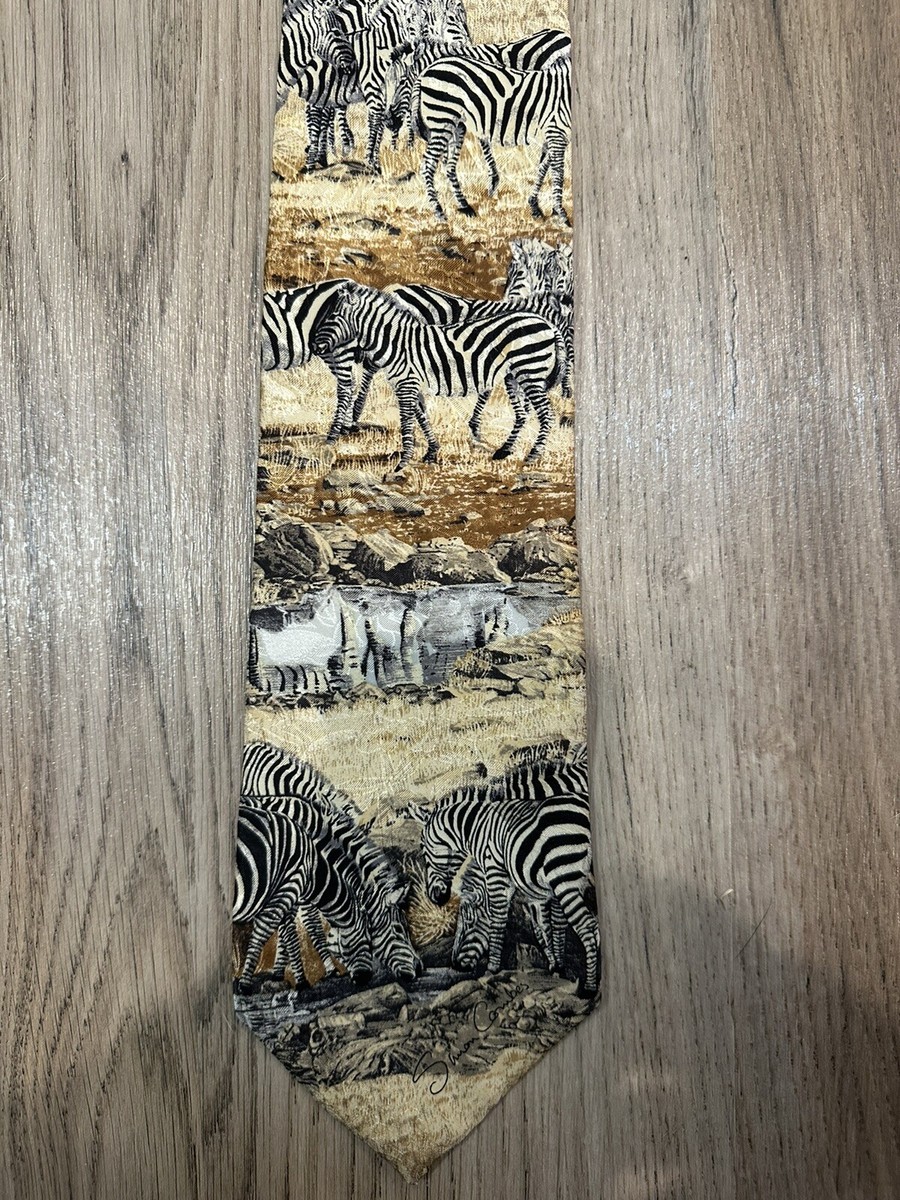 Vintage 1995 Endangered Species The Zebra Herd Simon Combes Tie