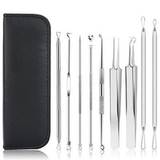 Pimple Popper Tool Kit, UUBAAR 9 PCS Blackhead Remover Tools with Tweezers, 16