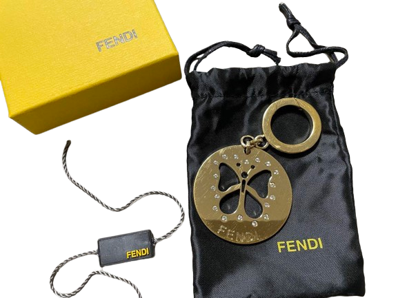 FENDI key holder bag charm gold metal round top diameter 5cm