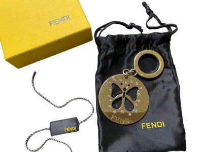 FENDI key holder bag charm gold metal round top diameter 5cm