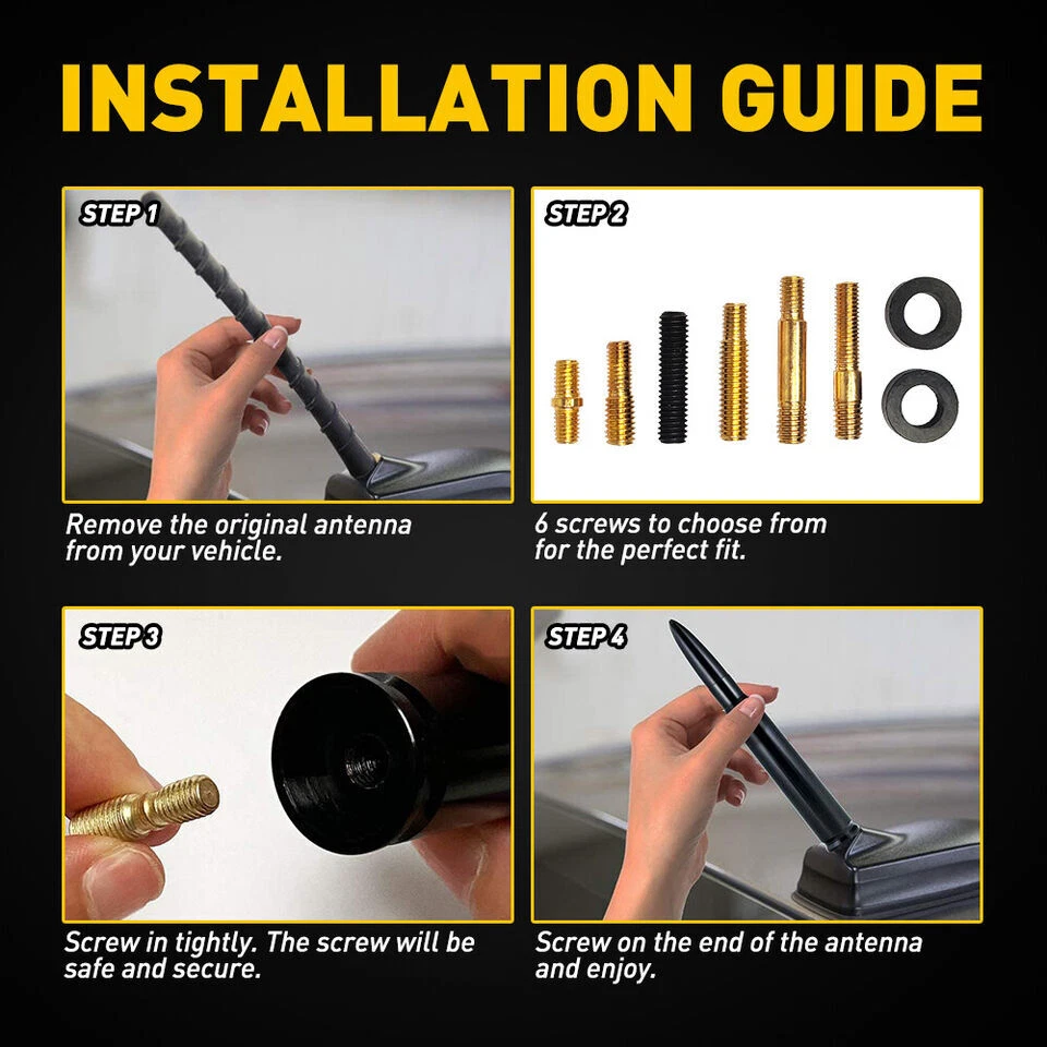 Black 50 Cal Bullet Antenna Fits Car Dodge RAM 1500 2500 3500 4500 Pickup Trucks - Image 4 of 4