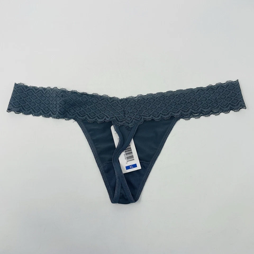 Lencería Rene Rofe para mujer talla XL encaje todo alrededor tanga panty gris oscuro 991 Foto 3 de 4