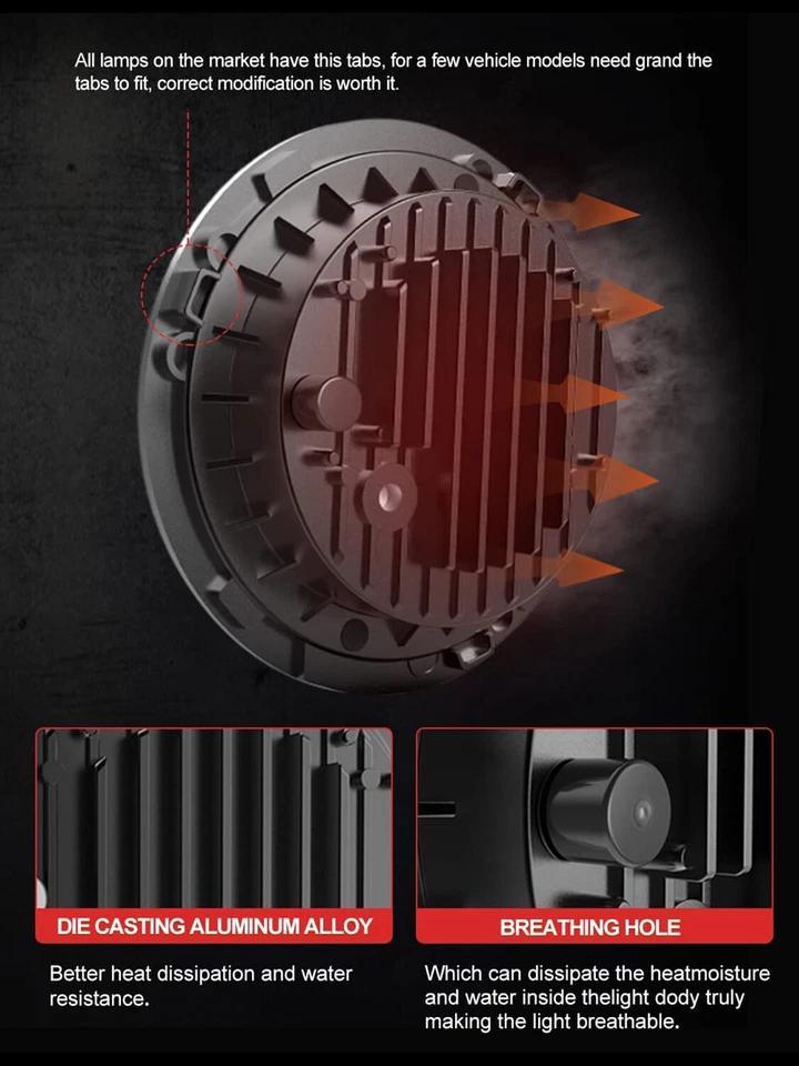 Farol de LED 7" Hi/Lo + 4,5" luzes de passagem para Harley-Davidson Road King FLHR - Imagem 2 de 4