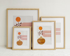 Wooden Picture Frames with Plexiglass for Wall Mounting Beige