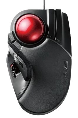 ELECOM HUGE Trackball Mouse  Wired  Finger-Operated  8-Button Function  Palm Res