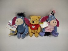 Lot of 3 Disney Store Winnie the Pooh Love Plush Bundle Valentine Cupid Eeyore