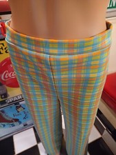 True Vtg Mid-century 1960s Polyester Sears Plaid Pull On Pants Slacks Mod 10