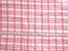 1 yd 100 Cotton Fabric Pink, Red, Taupe White Plaid