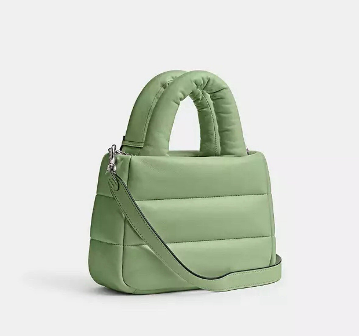 ★COACH★優雅な演出のための★Pillow Tote Bag Mini★バッグ NWT Coach Mini Pillow Tote Quilted Bag Silver Pale Pistachio