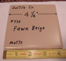 1 pc. Fawn Beige: Matte Ceramic Tile by Daltile #736: 4-1/4"  New Old Stock