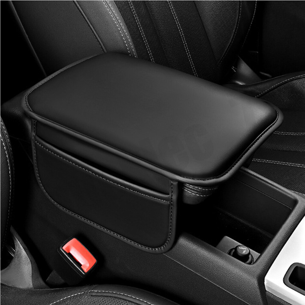 Black Car Seat Armrest Cushion Pad Protector with Storage Bag