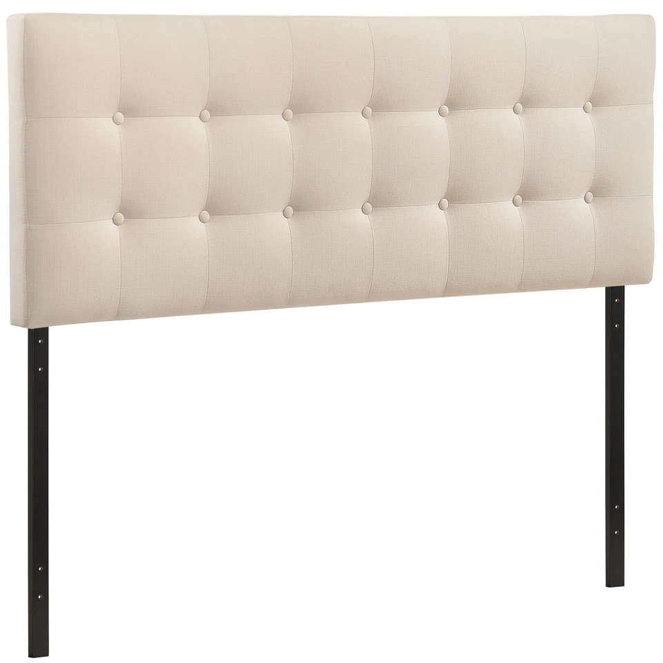 Modway Fabric Upholstered Button Tufted Square Queen Size Headboard in Ivory - Image 4 of 4