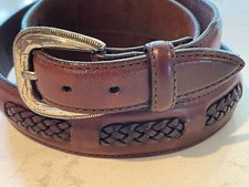 BRIGHTON Leather Belt Color Brown Size 42 Model No. 90107 Braided