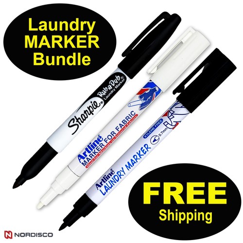Sharpie Rub-a-Dub & Artline Wäschemarker Produktbündel, schwarz-weiße Marker - Bild 1 von 7