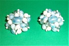 2 pair of Vintage Clip-on Beaded earrings from the 1960's Blue and Black& White — photo 4