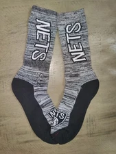 Brooklyn Nets Mens NBA Team Grey Vertical Crew Length Socks Large