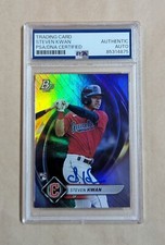 Steven Kwan Bowman Platinum Rookie 2022 #66 Hand Signed PSA Slabbed