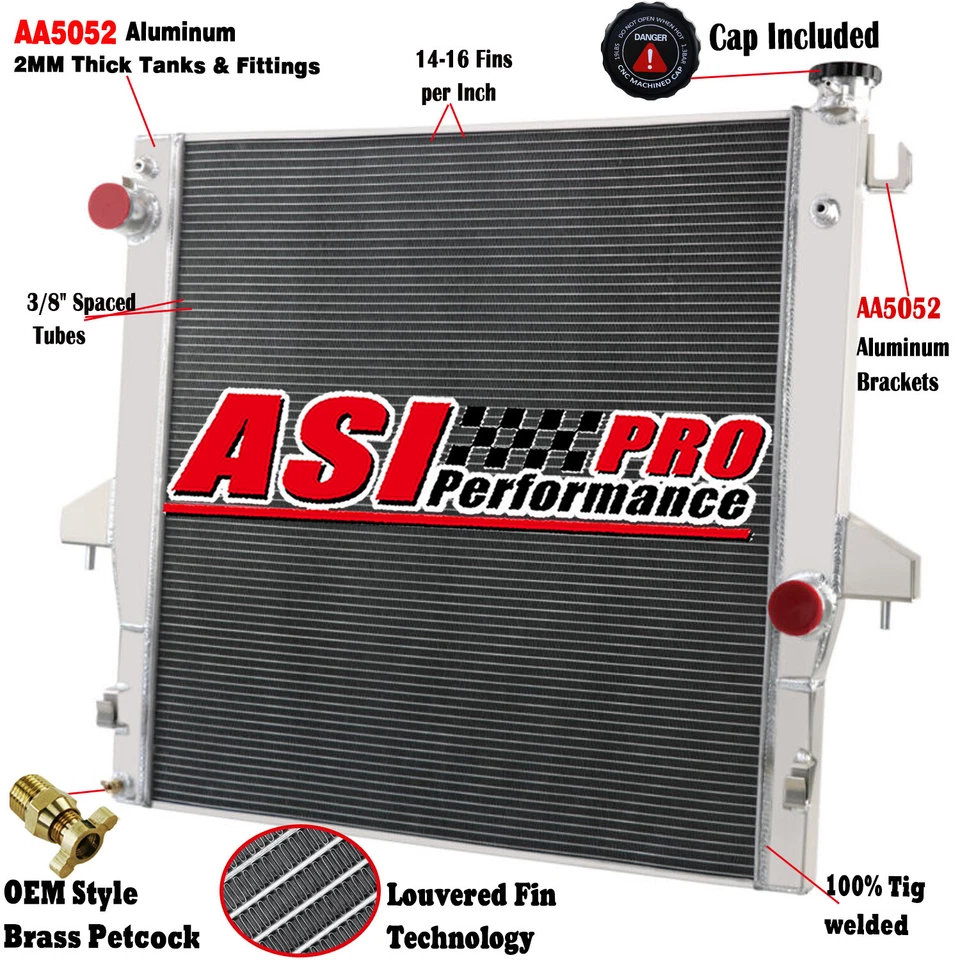 ASI 4 Row Radiator Fit 2003~09 Dodge Ram 2500 3500 2008-2010 Ram 4500 5500 Turbo - Image 2 of 4